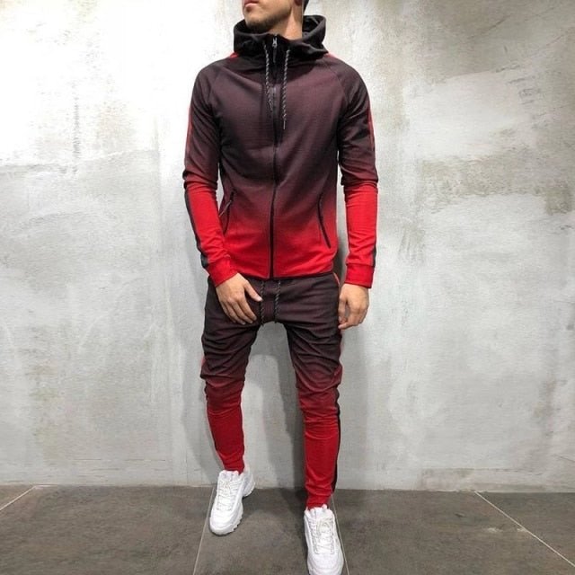 Tracksuit Men Sport Kit Zipper Hoodies And Joggers Sweatpants Hip Hop Gym Sportswear - Starttech Online Market