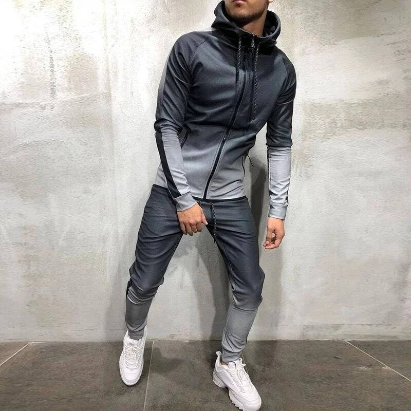 Tracksuit Men Sport Kit Zipper Hoodies And Joggers Sweatpants Hip Hop Gym Sportswear - Starttech Online Market