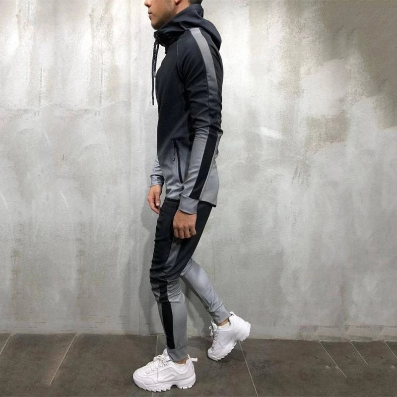 Tracksuit Men Sport Kit Zipper Hoodies And Joggers Sweatpants Hip Hop Gym Sportswear - Starttech Online Market