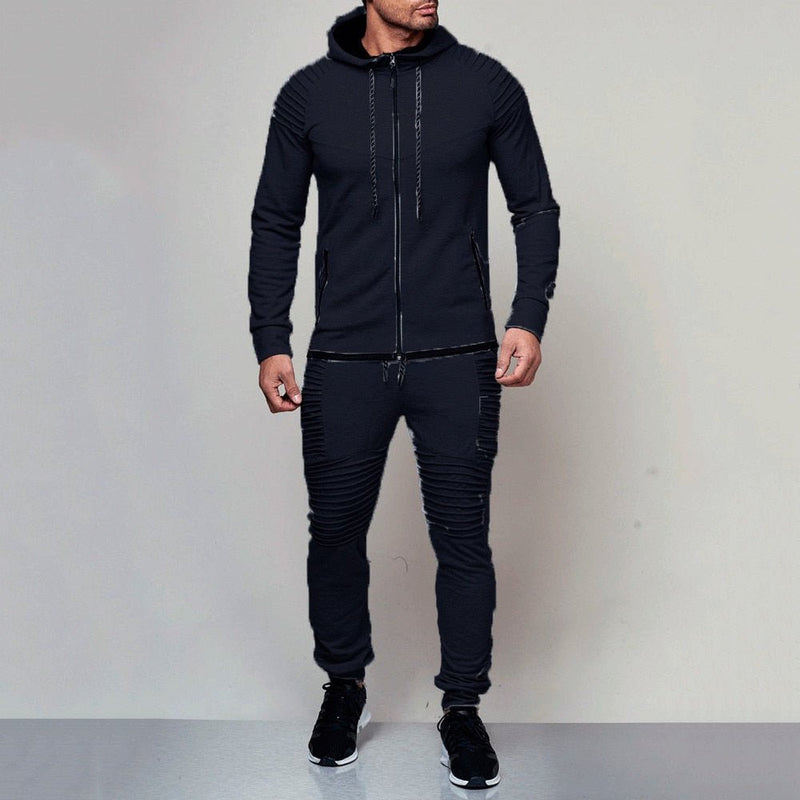 Tracksuit men sport suit running gym clothing casual hoodies tracksuit set men zipper sweatshirt+pant jogger suit chandal hombre - Starttech Online Market