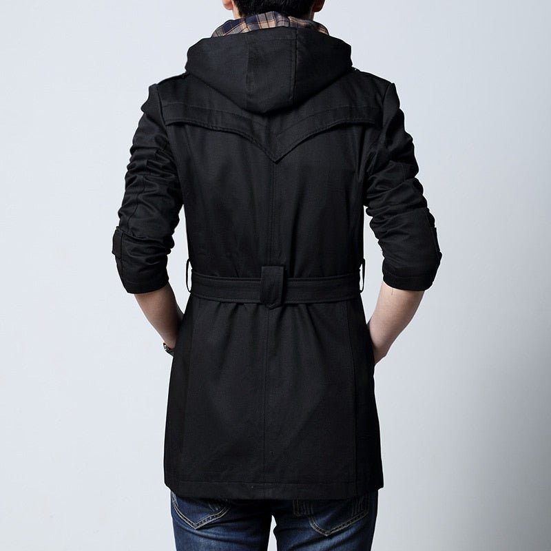 Trench Fashion Outwear Long Coat Men's Clothing Slim Fit Black and khaki - Starttech Online Market