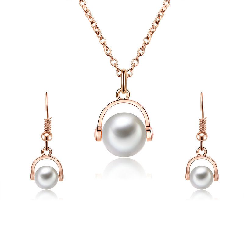 Two-piece Earrings Alloy Inlaid Pearl Jewellery Set - Starttech Online Market