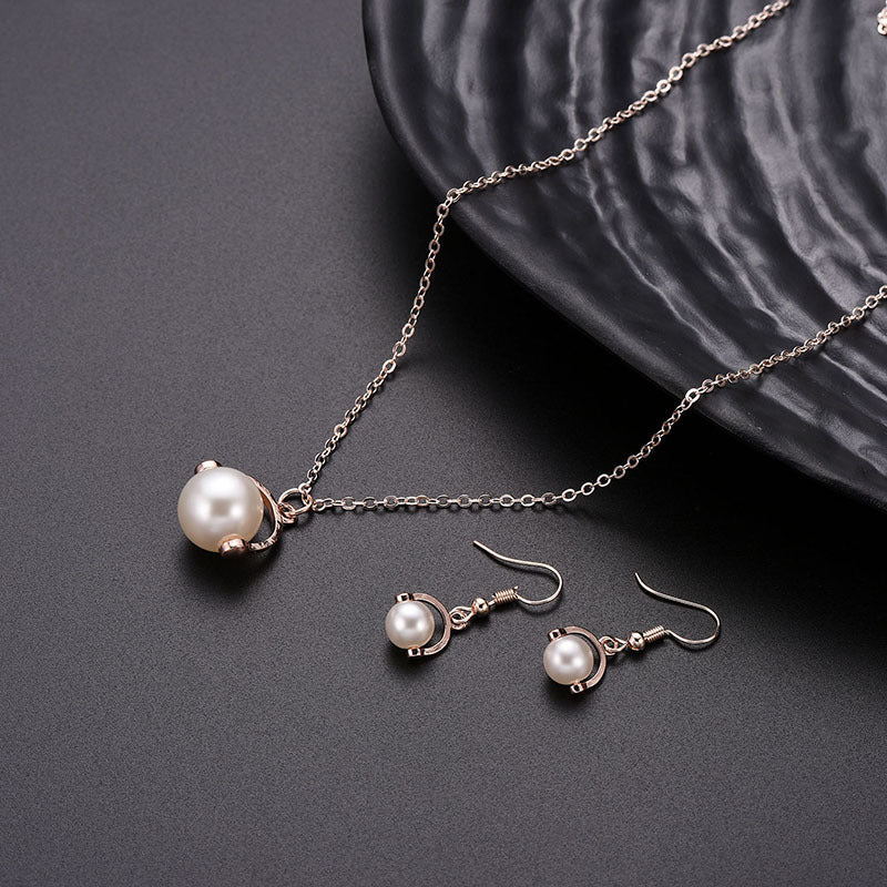 Two-piece Earrings Alloy Inlaid Pearl Jewellery Set - Starttech Online Market