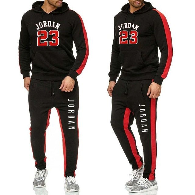 Two Piece Men Outfits Winter Warm Tracksuit Jordan Hoodie Sweatpants Velvet Jogging Set - Starttech Online Market