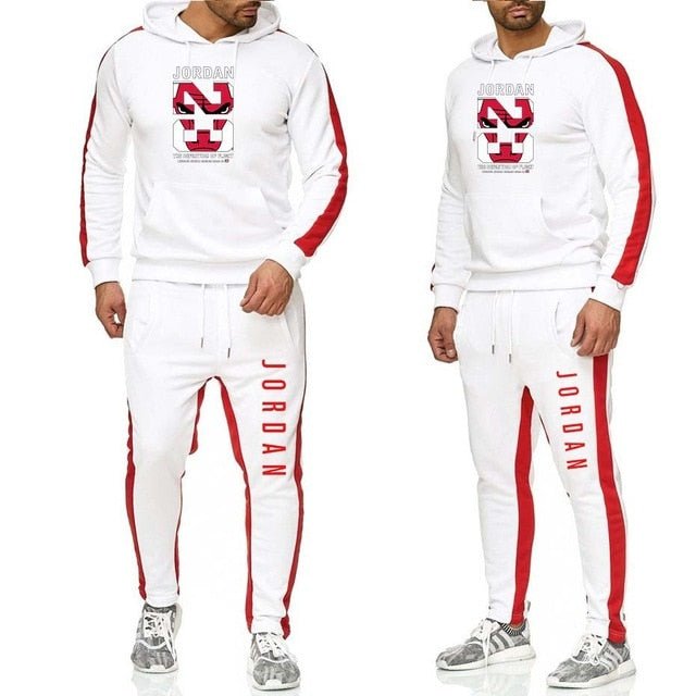 Two Piece Men Outfits Winter Warm Tracksuit Jordan Hoodie Sweatpants Velvet Jogging Set - Starttech Online Market