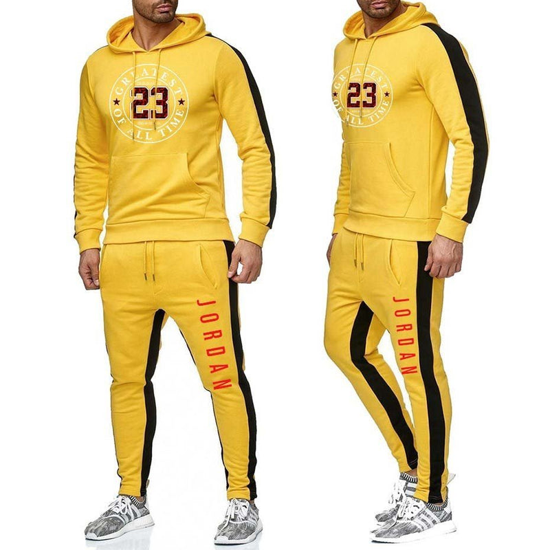 Two Piece Men Outfits Winter Warm Tracksuit Jordan Hoodie Sweatpants Velvet Jogging Set - Starttech Online Market