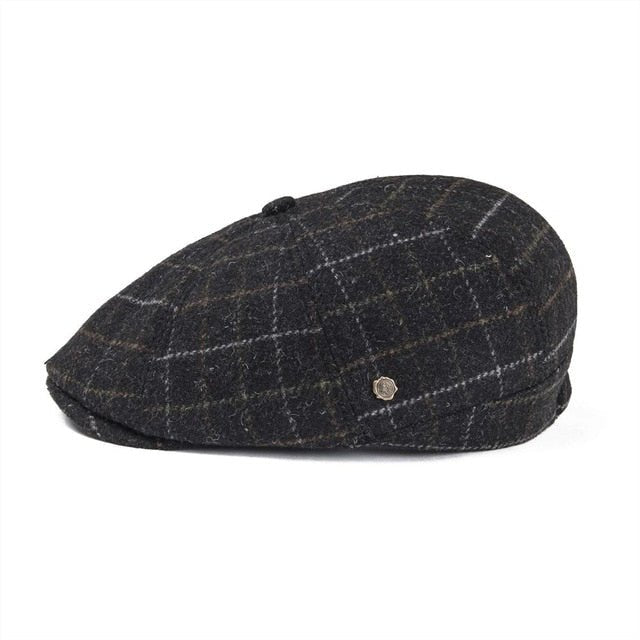 VOBOOM Wool Tweed Newsboy Cap Mens Women Warm Flat Cap Large Check Driver Cabbie Hat Autumn Winter Beret Hats 188 - Starttech Online Market