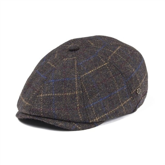 VOBOOM Wool Tweed Newsboy Cap Mens Women Warm Flat Cap Large Check Driver Cabbie Hat Autumn Winter Beret Hats 188 - Starttech Online Market