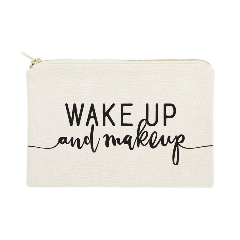 Wake Up and Makeup Cotton Canvas Cosmetic Bag - Starttech Online Market