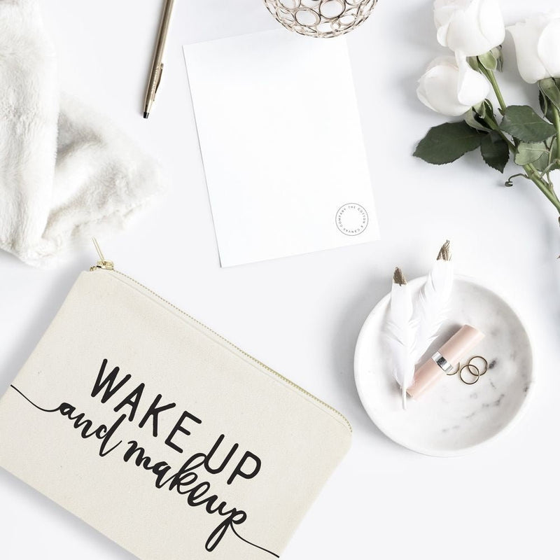 Wake Up and Makeup Cotton Canvas Cosmetic Bag - Starttech Online Market