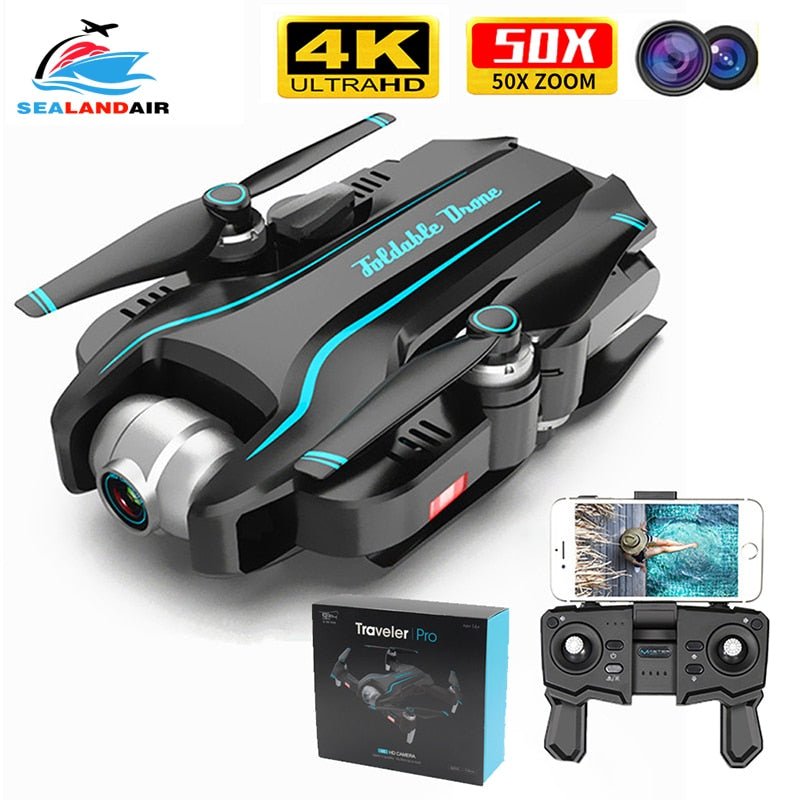 WIFI Drone 4K HD with Adjustable Wide Angle Camera FPV Real Time Aerial Video Foldable Quadrocopter Gesture Photo RC Dron Toys - Starttech Online Market