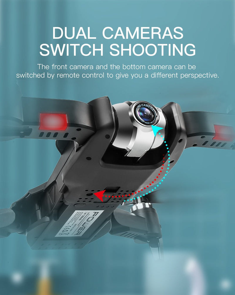 WIFI Drone 4K HD with Adjustable Wide Angle Camera FPV Real Time Aerial Video Foldable Quadrocopter Gesture Photo RC Dron Toys - Starttech Online Market