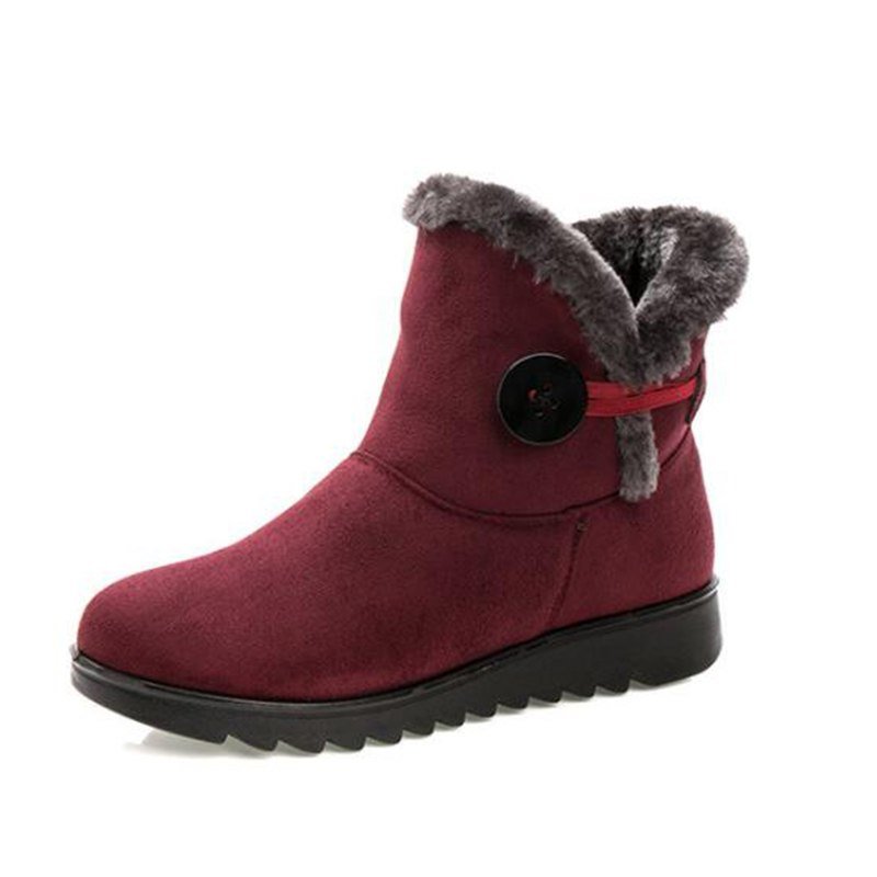 Winter Women Boots Flock Warm Ankle Snow Boots 2021 Platform Shoes Woman Slip On Flats Button - Starttech Online Market