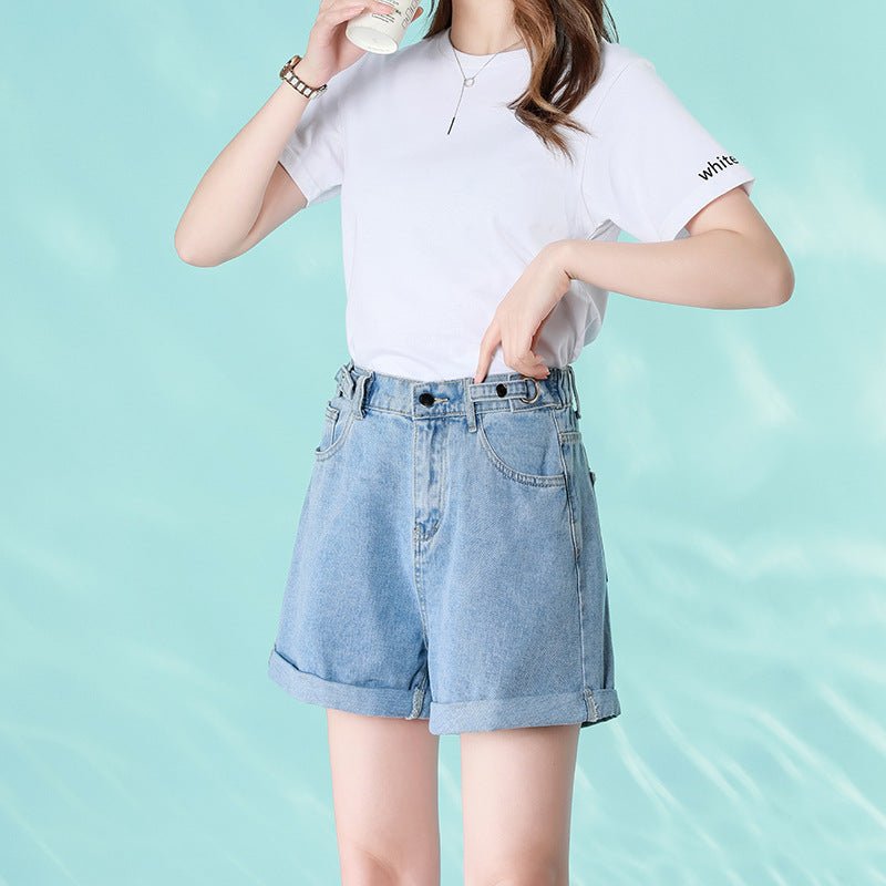 Women's Fashion Slim Elastic Waist Denim Shorts - Starttech Online Market